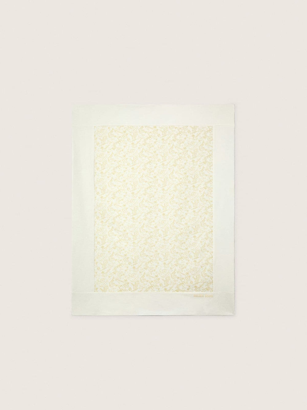 Golden Goose Journey Baby blanket in white cotton fleece with peach-pink mascot print