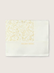 Golden Goose Journey Baby blanket in white cotton fleece with peach-pink mascot print