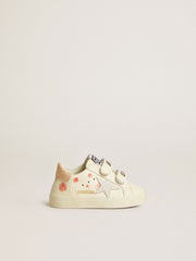 Golden Goose Baby School in nappa leather with pink rose motif and white suede star