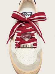 Golden Goose Skins red and white striped laces with charms