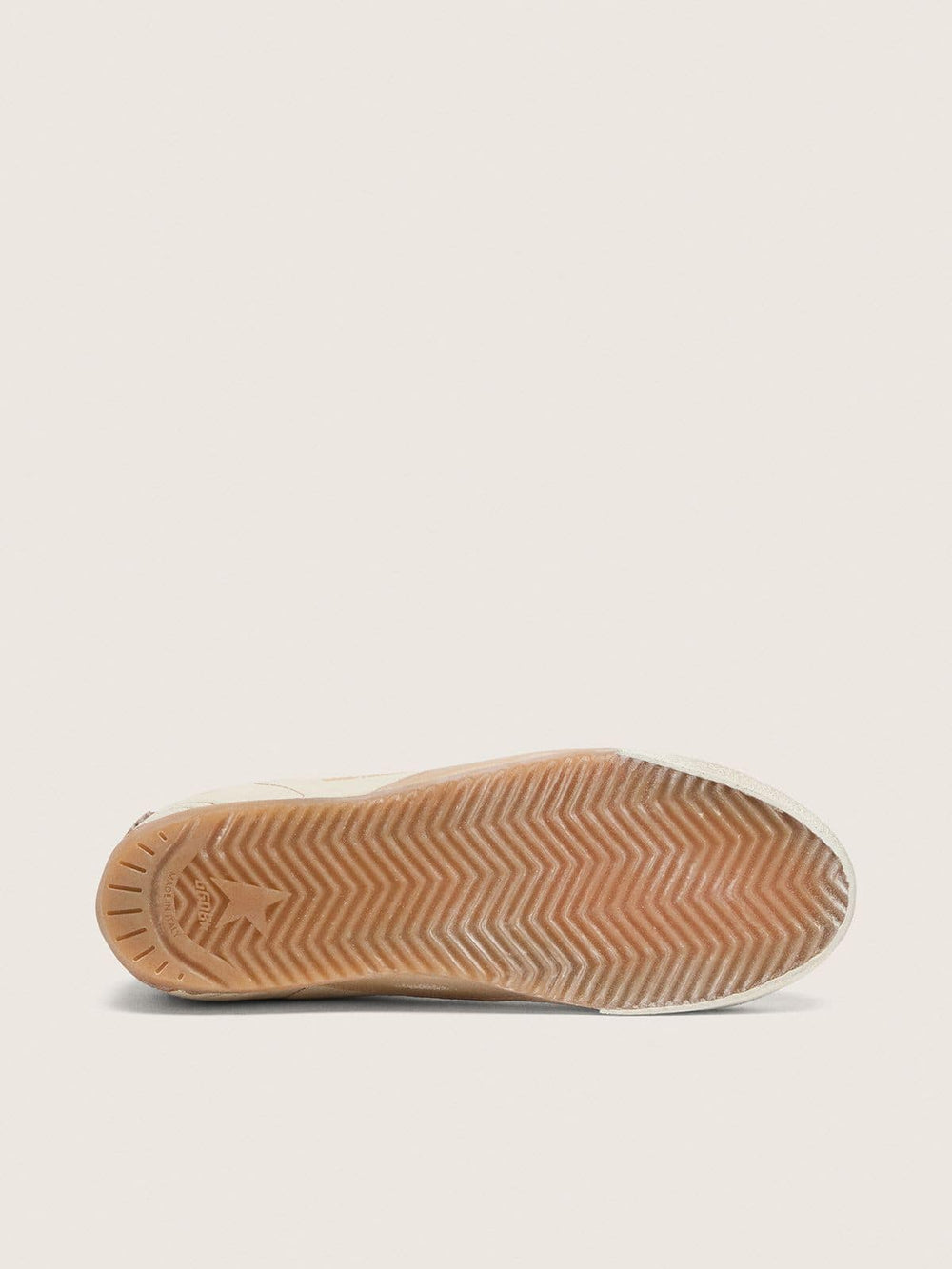 Golden Goose Women's True-Star in white nappa leather with gold star and beige suede heel tab