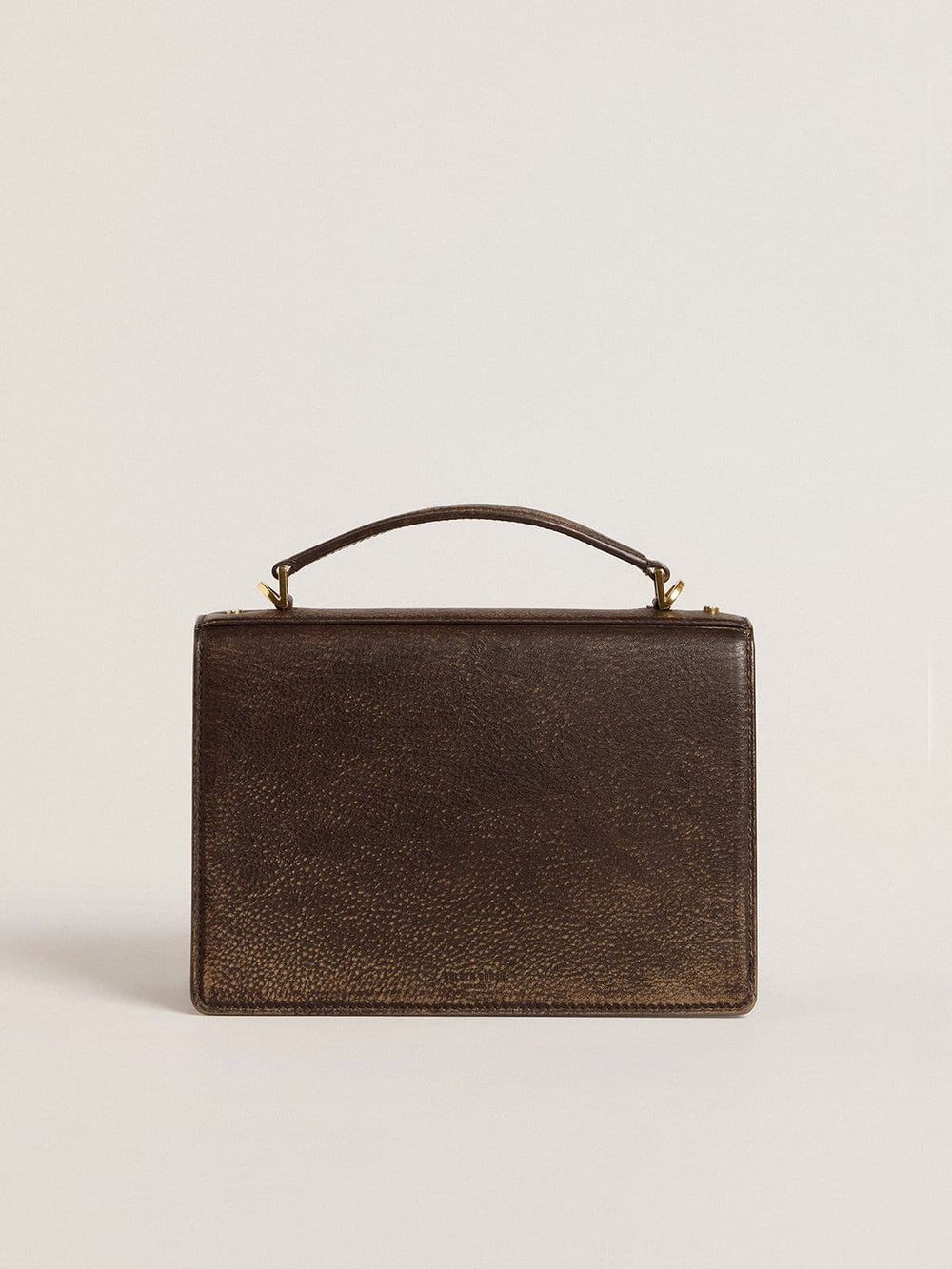 Golden Goose Venezia Bag in vintage dark brown embossed leather with gold details