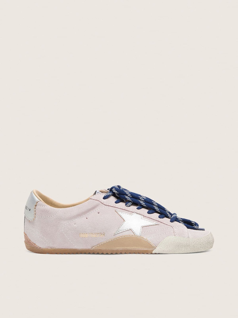 Golden Goose Women's True-Star in pastel pink suede with silver star and heel tab