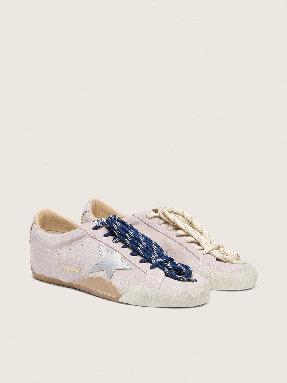 Golden Goose Women's True-Star in pastel pink suede with silver star and heel tab