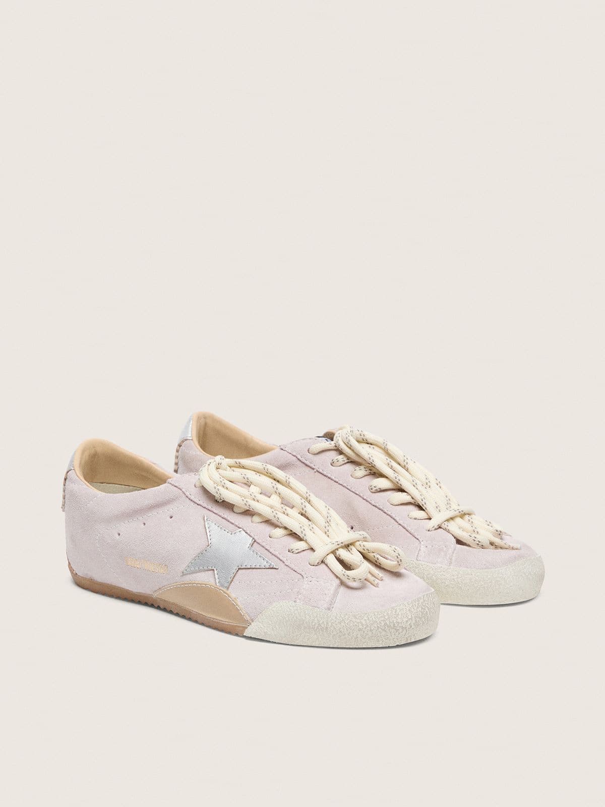 Golden Goose Women's True-Star in pastel pink suede with silver star and heel tab