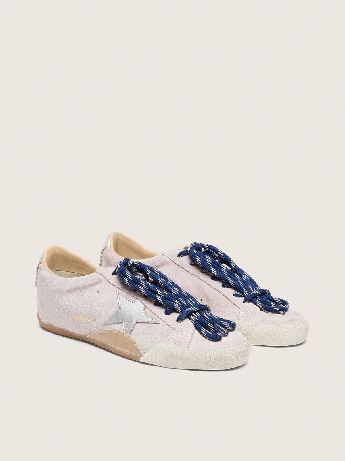 Golden Goose Women's True-Star in pastel pink suede with silver star and heel tab