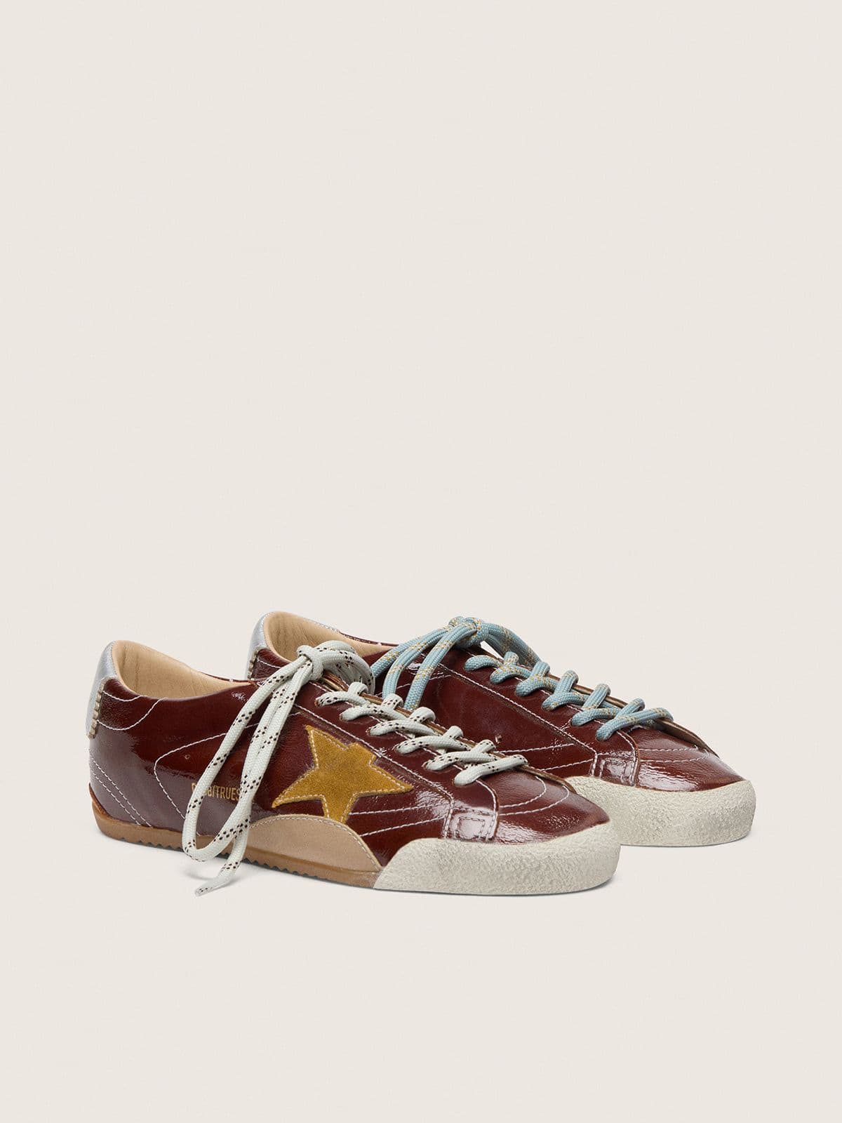 Golden Goose Women's True-Star in burgundy naplak with suede star and silver nappa heel tab