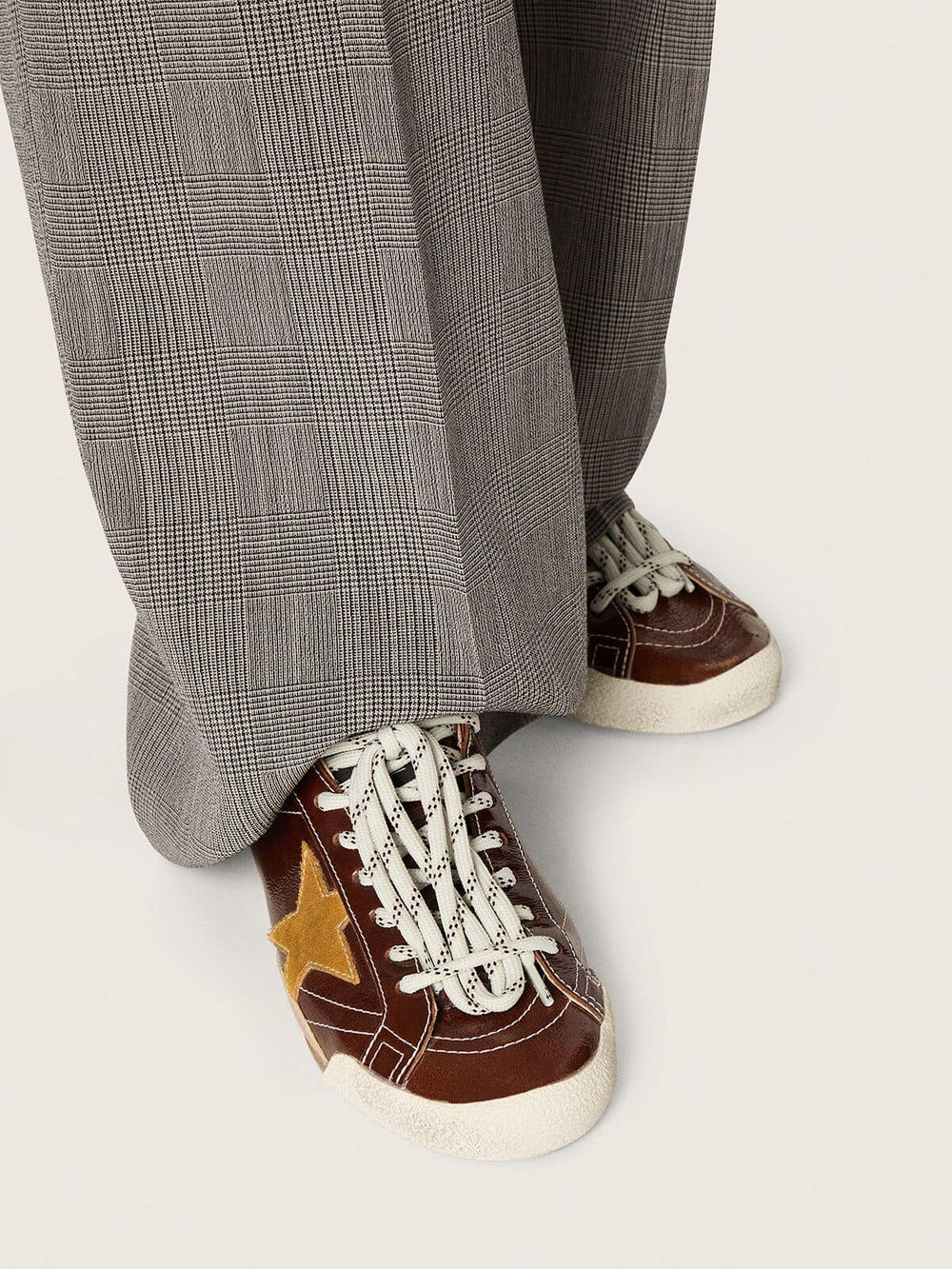 Golden Goose Women's True-Star in burgundy naplak with suede star and silver nappa heel tab