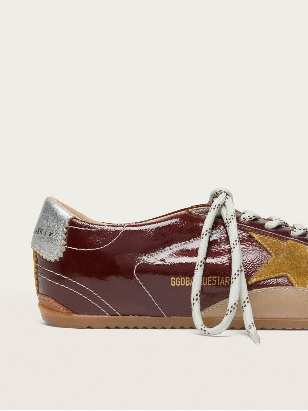 Golden Goose Women's True-Star in burgundy naplak with suede star and silver nappa heel tab