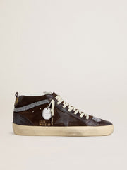 Golden Goose Women's Mid Star in brown suede with leather star and Swarovski crystal flash