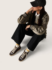 Golden Goose Women's Mid Star in brown suede with leather star and Swarovski crystal flash