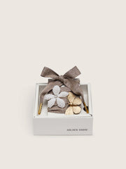 Golden Goose Skin "Sparkling" brown, black and silver herringbone laces with two appliqué charms