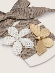 Golden Goose Skin "Sparkling" brown, black and silver herringbone laces with two appliqué charms