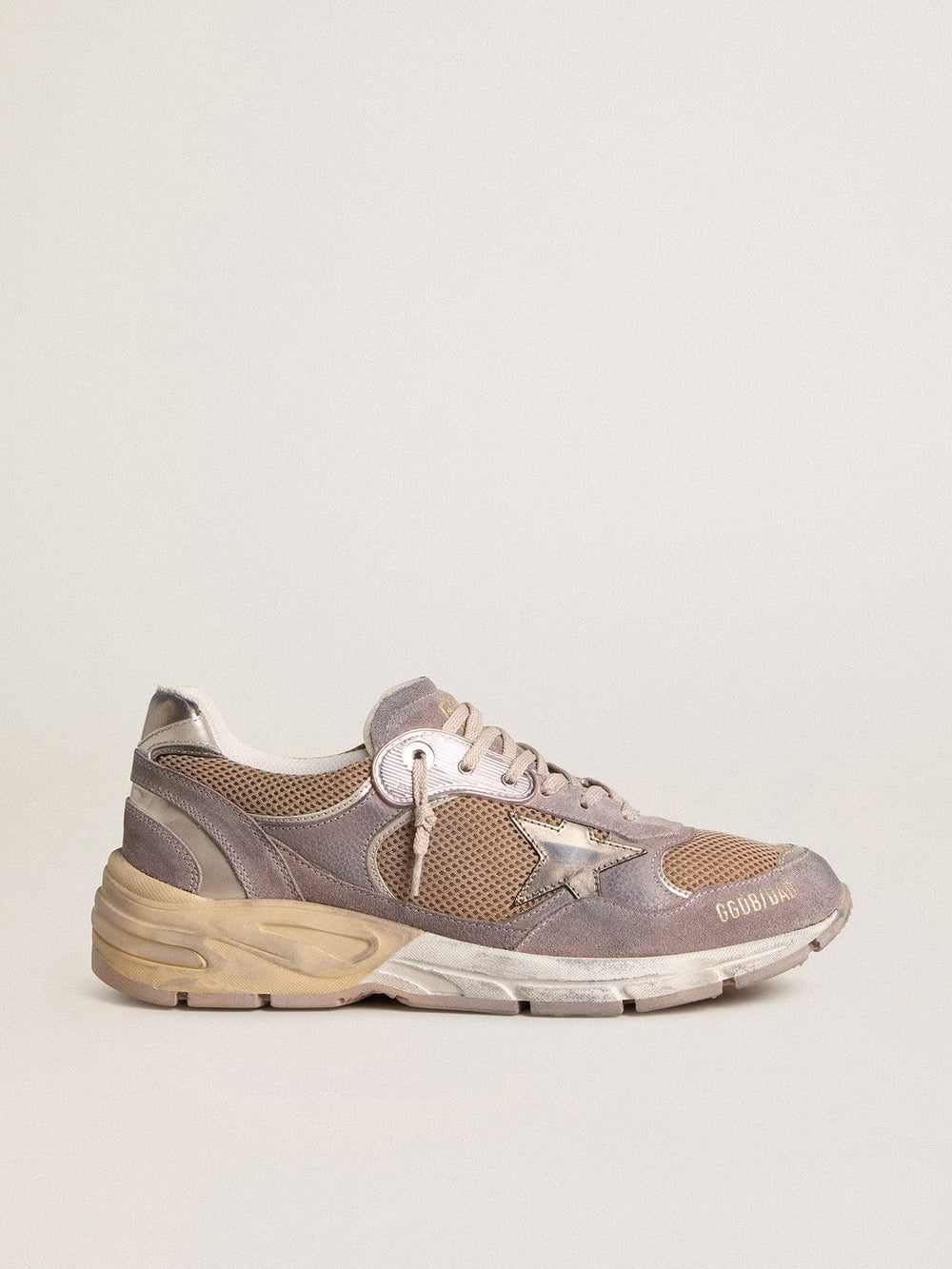 Golden Goose Women's Dad-Star in lilac suede and mesh with laminated leather star and heel tab