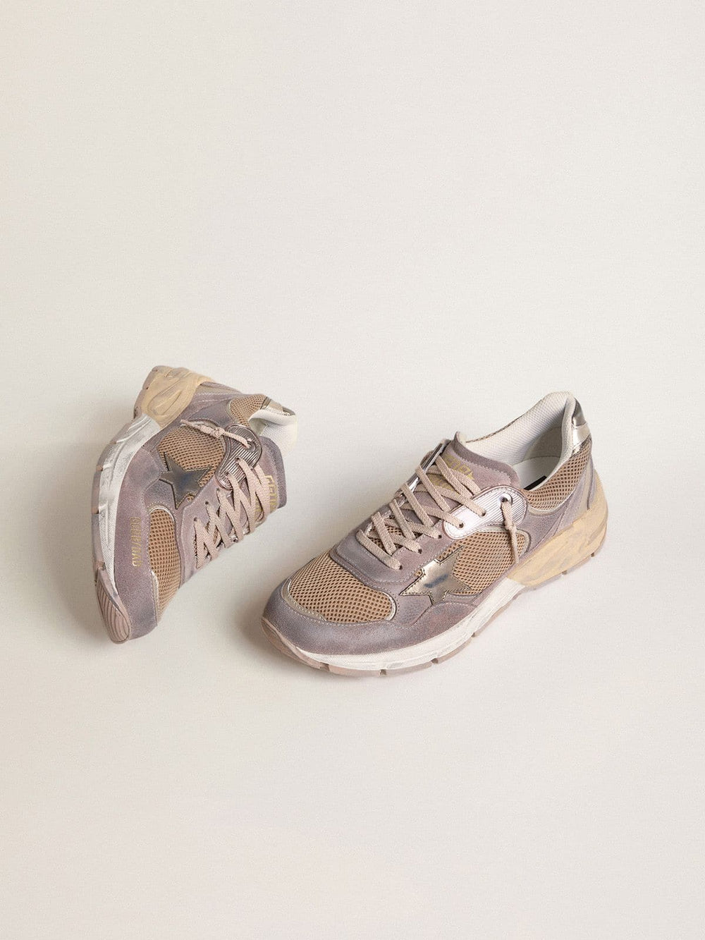 Golden Goose Women's Dad-Star in lilac suede and mesh with laminated leather star and heel tab
