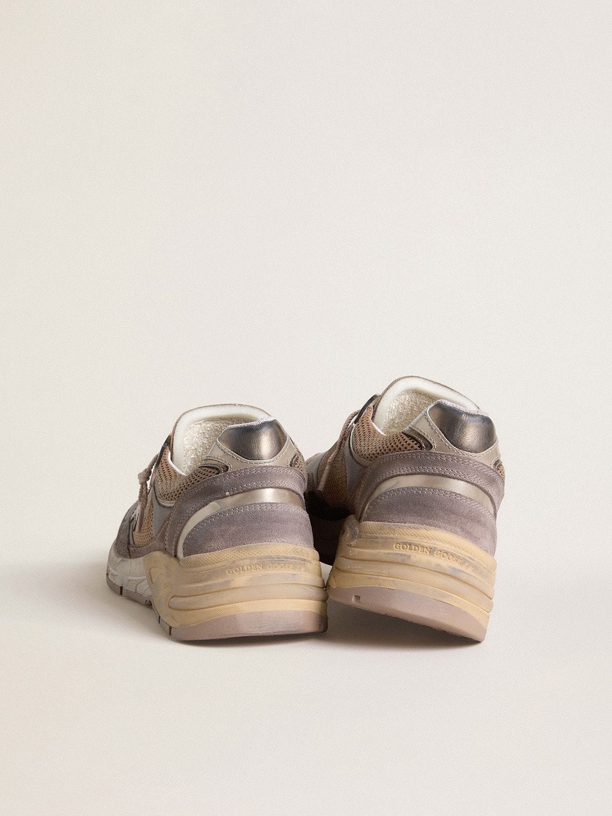 Golden Goose Women's Dad-Star in lilac suede and mesh with laminated leather star and heel tab