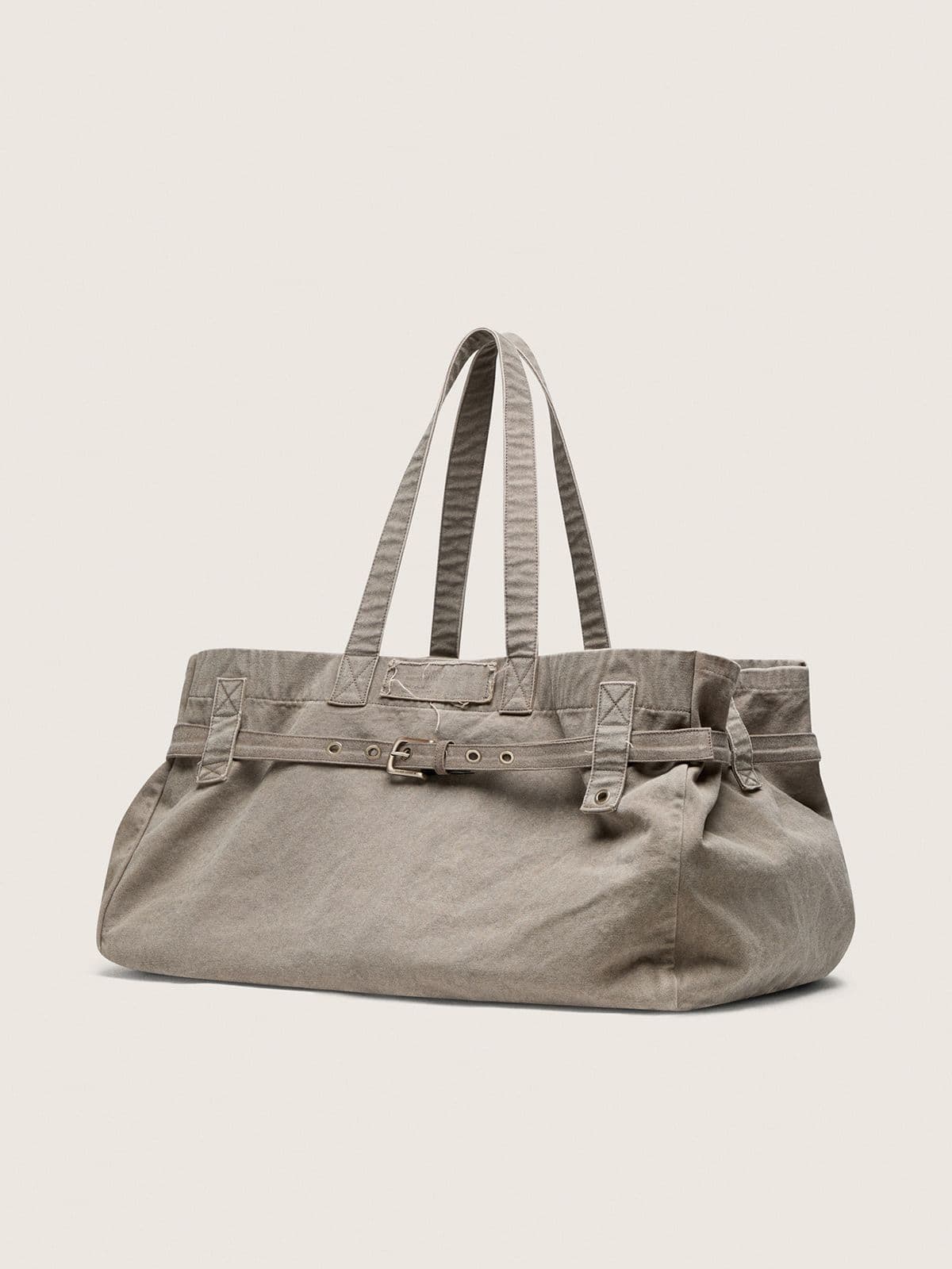 Golden Goose Anthracite canvas tote bag with embroidery and antique silver details