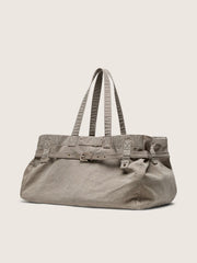Golden Goose Anthracite canvas tote bag with embroidery and antique silver details