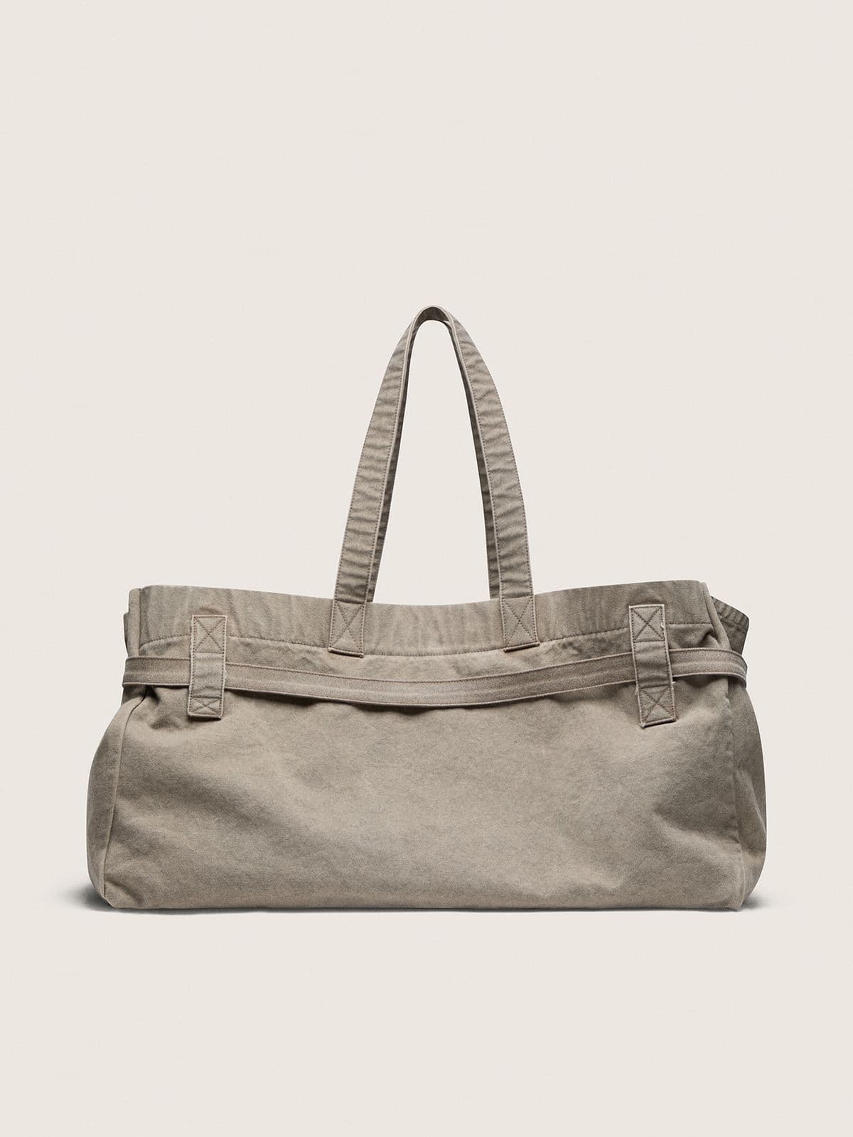 Golden Goose Anthracite canvas tote bag with embroidery and antique silver details