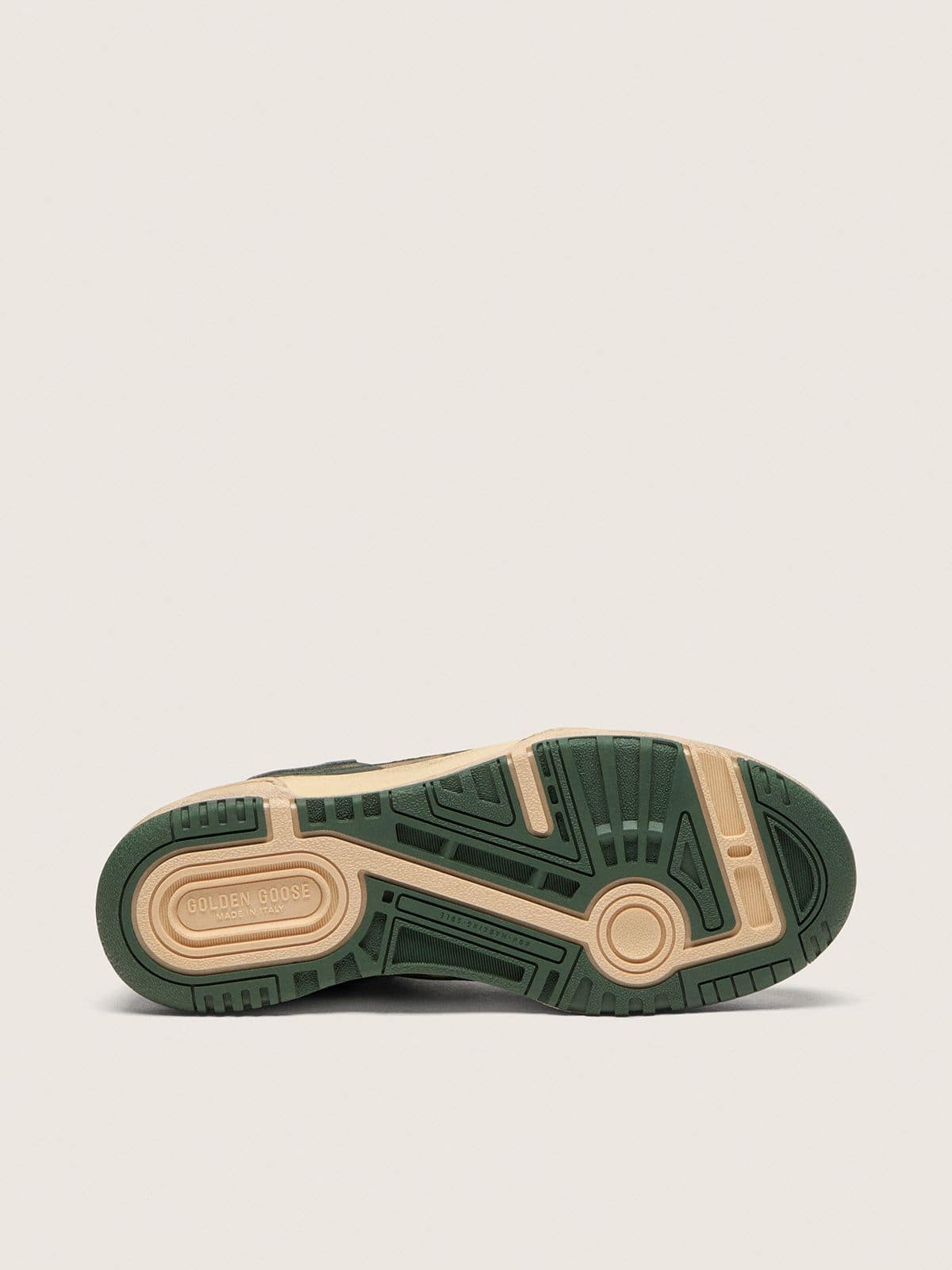 Golden Goose Women's Forty2 in green leather and cream nylon with TPU star and silver leather heel tab