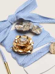 Golden Goose Skins light blue and white herringbone laces embellished with charms
