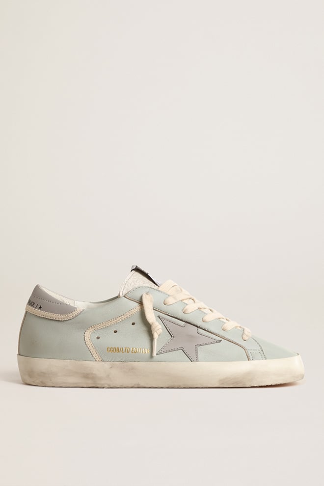 Golden Goose Women’s baby-blue nappa Super-Star with grey leather star and heel tab