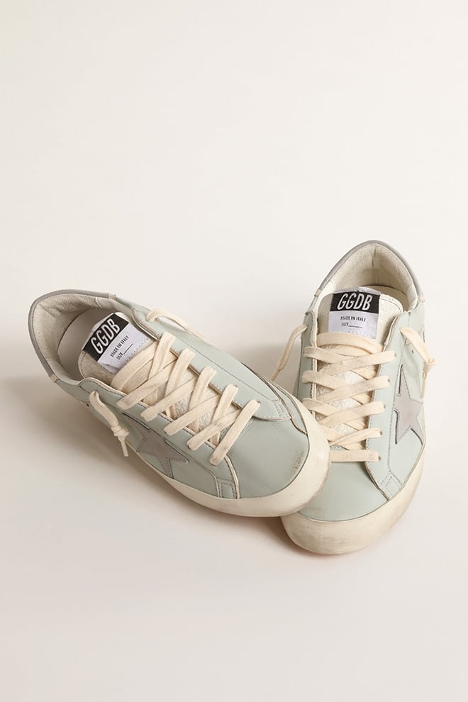 Golden Goose Women’s baby-blue nappa Super-Star with grey leather star and heel tab