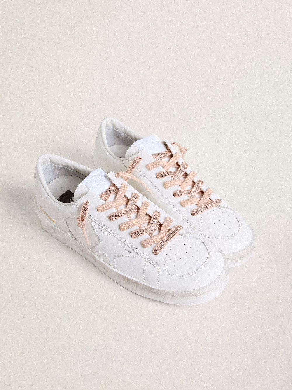 Golden Goose Cotton laces with silver Swarovski crystals and gold-colored logo