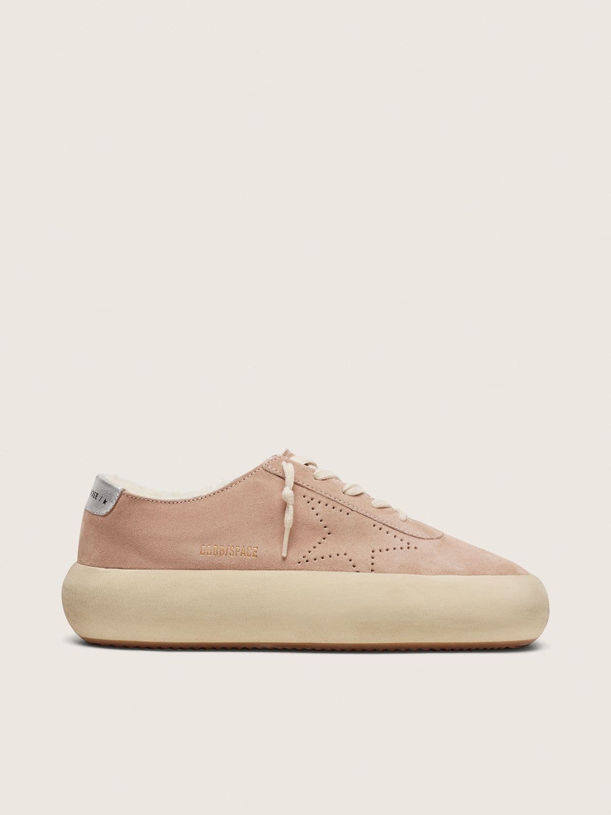 Golden Goose Women’s Space-Star in old rose suede with shearling lining