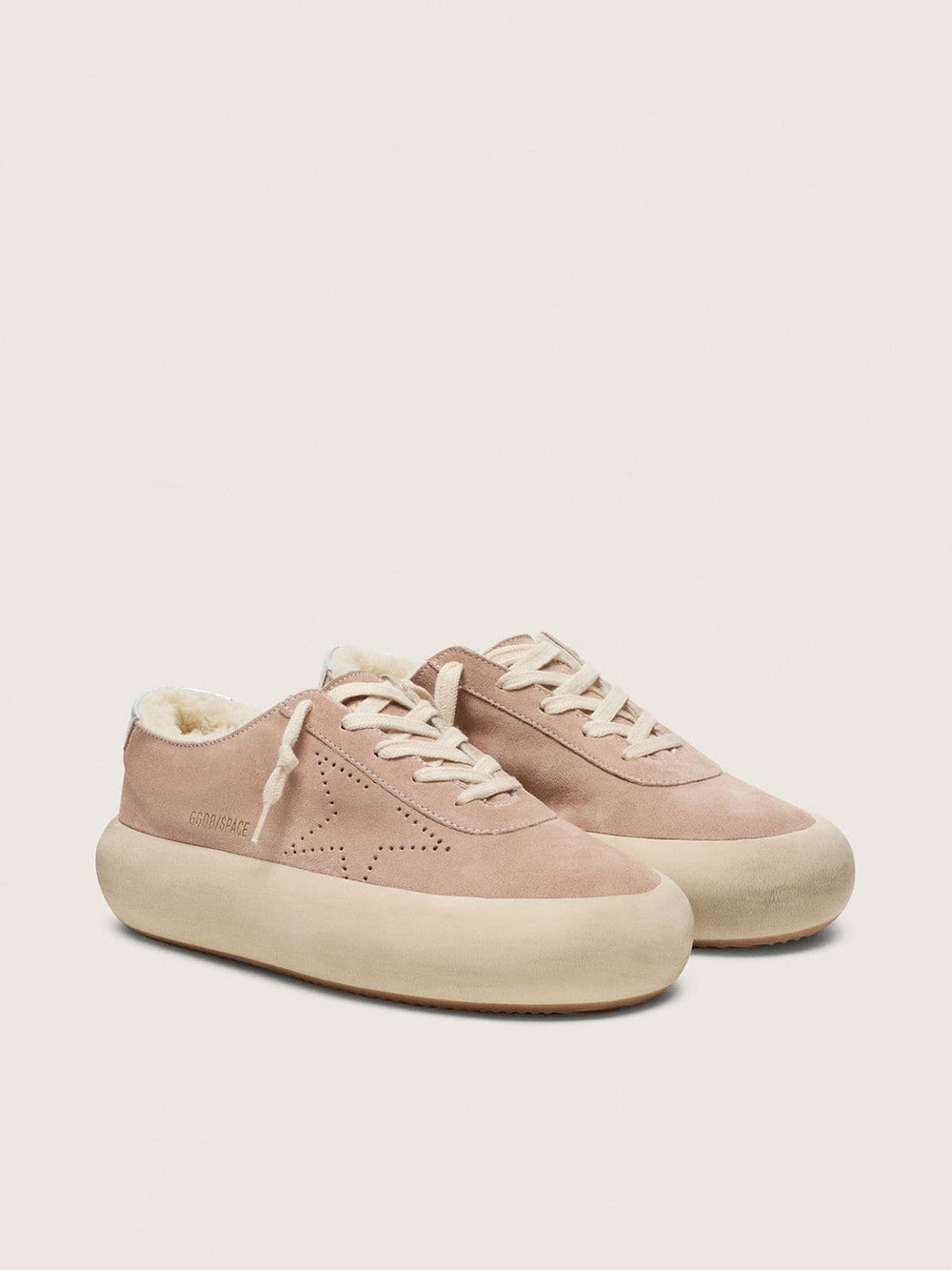 Golden Goose Women’s Space-Star in old rose suede with shearling lining