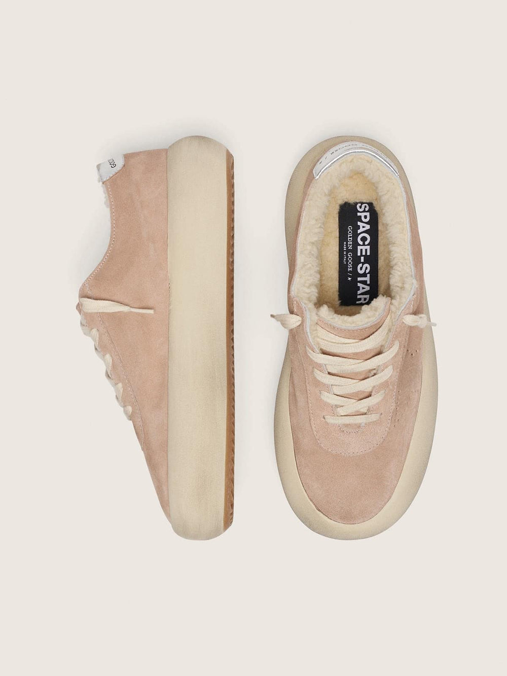 Golden Goose Women’s Space-Star in old rose suede with shearling lining