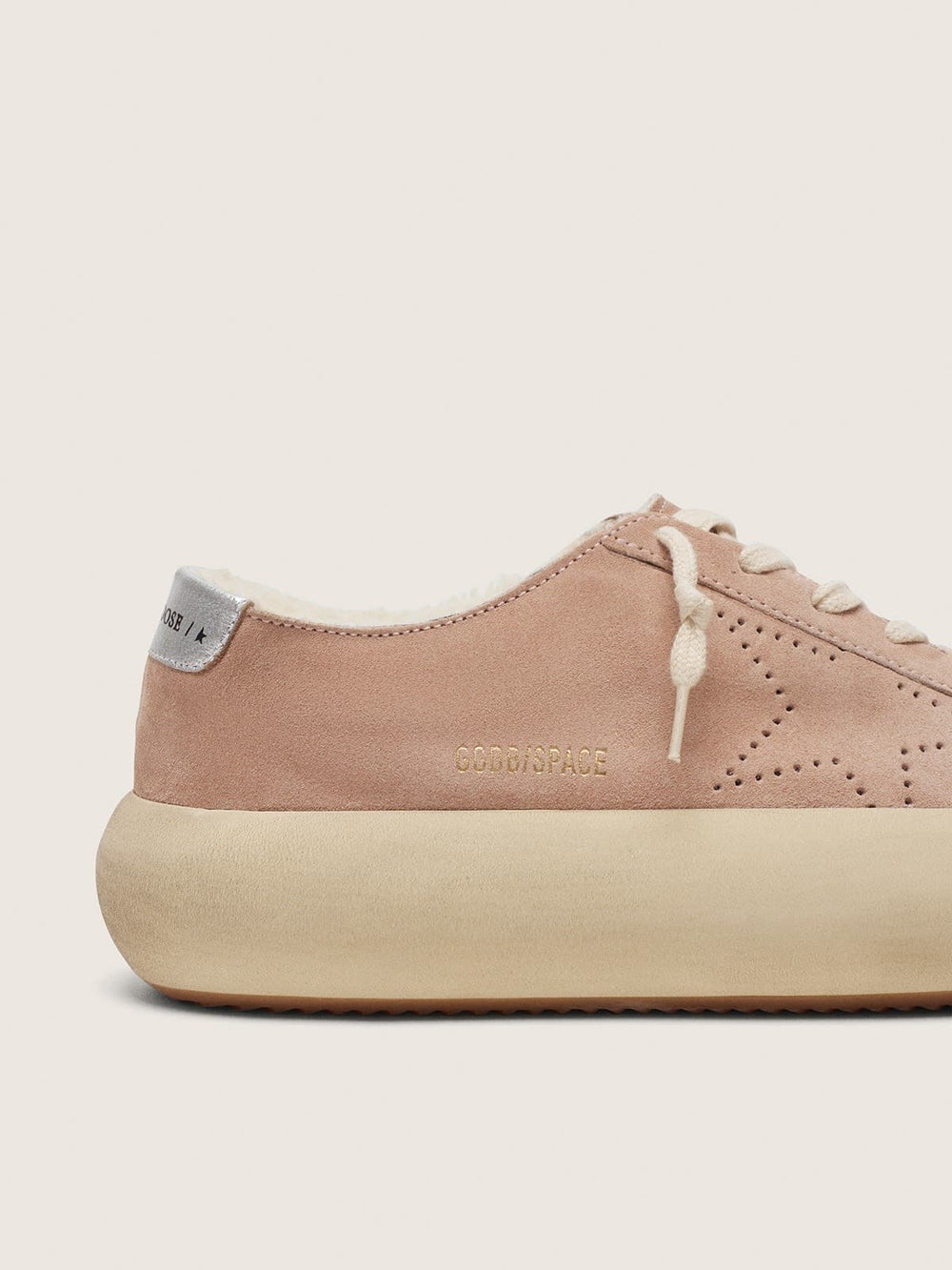 Golden Goose Women’s Space-Star in old rose suede with shearling lining
