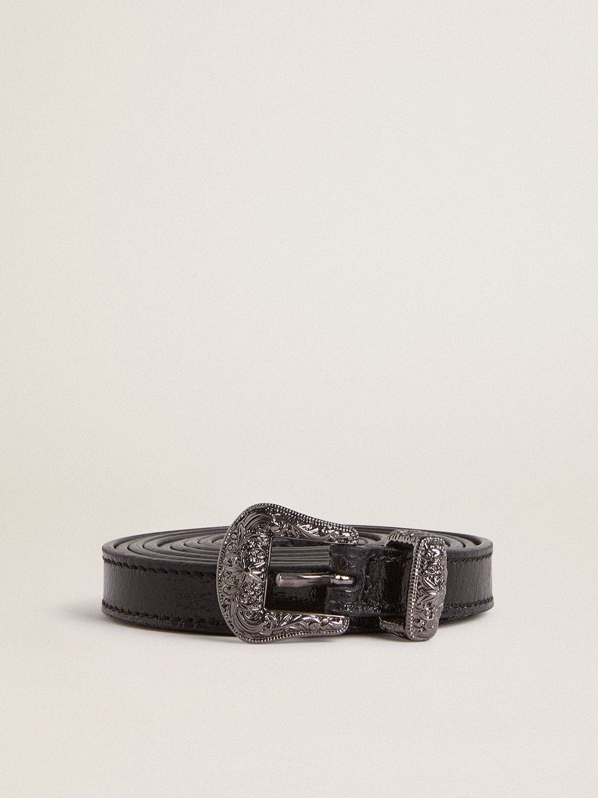 Golden Goose Black leather belt with silver buckle