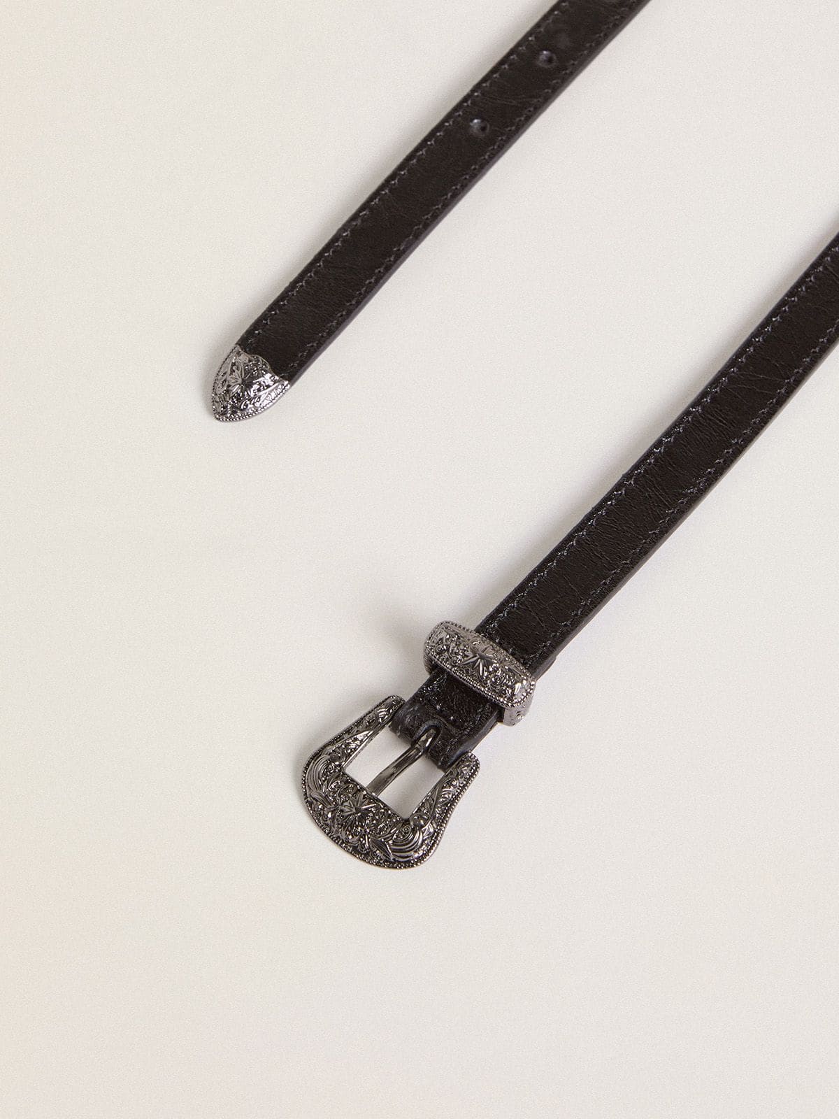 Golden Goose Black leather belt with silver buckle