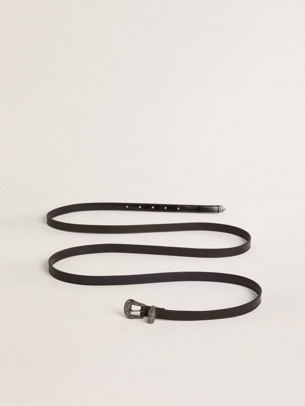 Golden Goose Black leather belt with silver buckle