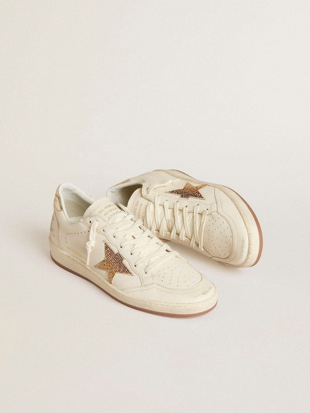Golden Goose Women’s Ball Star in white leather with crystal star and metallic heel tab