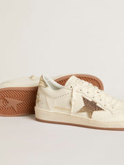 Golden Goose Women’s Ball Star in white leather with crystal star and metallic heel tab