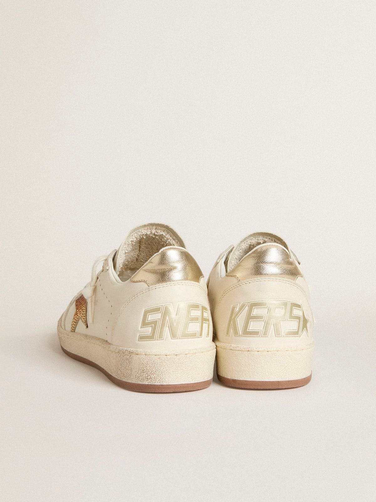 Golden Goose Women’s Ball Star in white leather with crystal star and metallic heel tab
