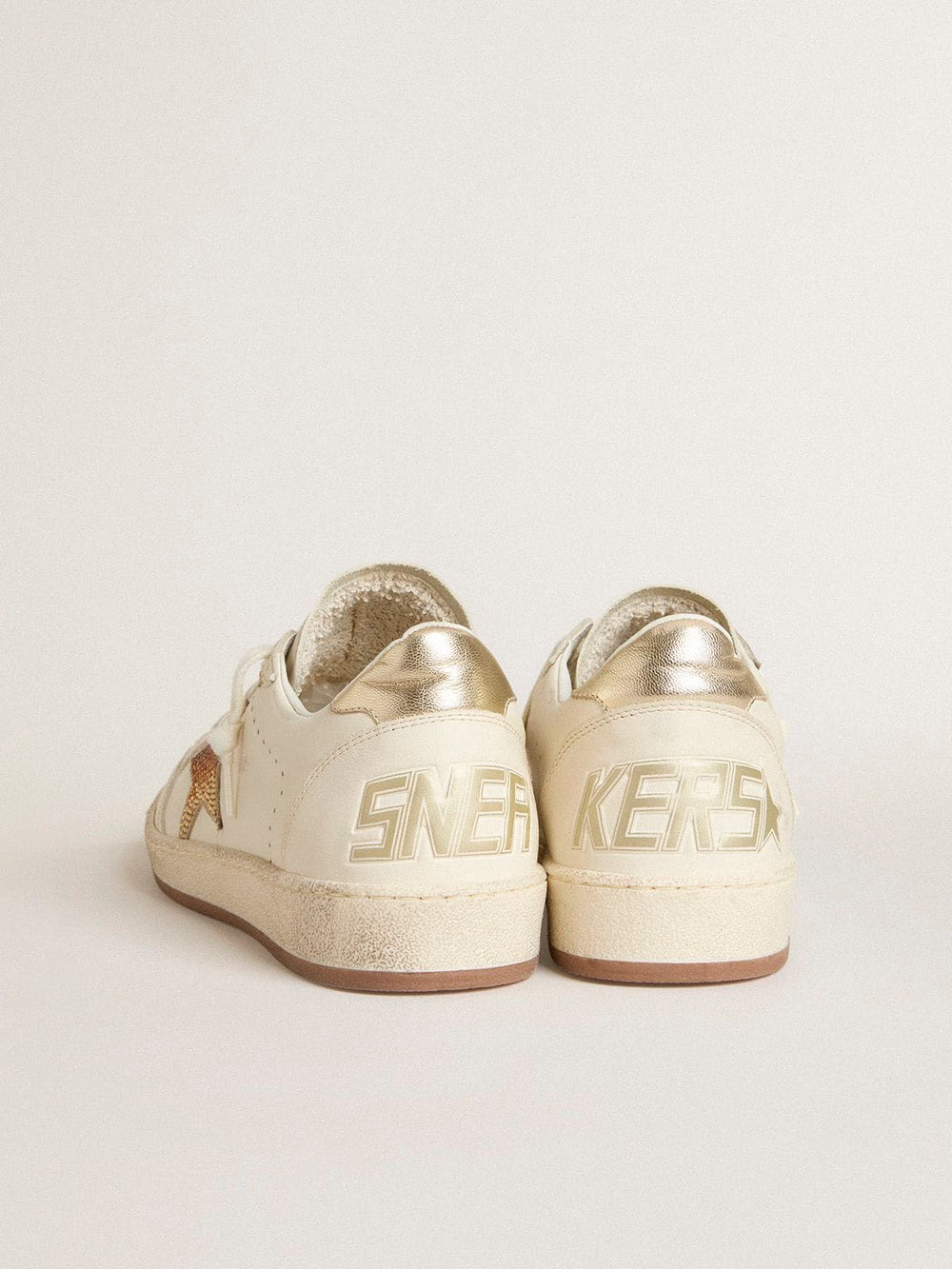 Golden Goose Women’s Ball Star in white leather with crystal star and metallic heel tab