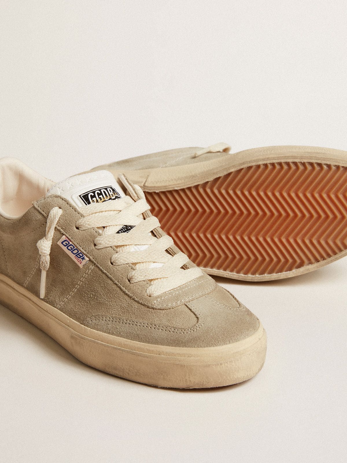 Golden Goose Women's Soul Star in beige suede with white leather heel tab