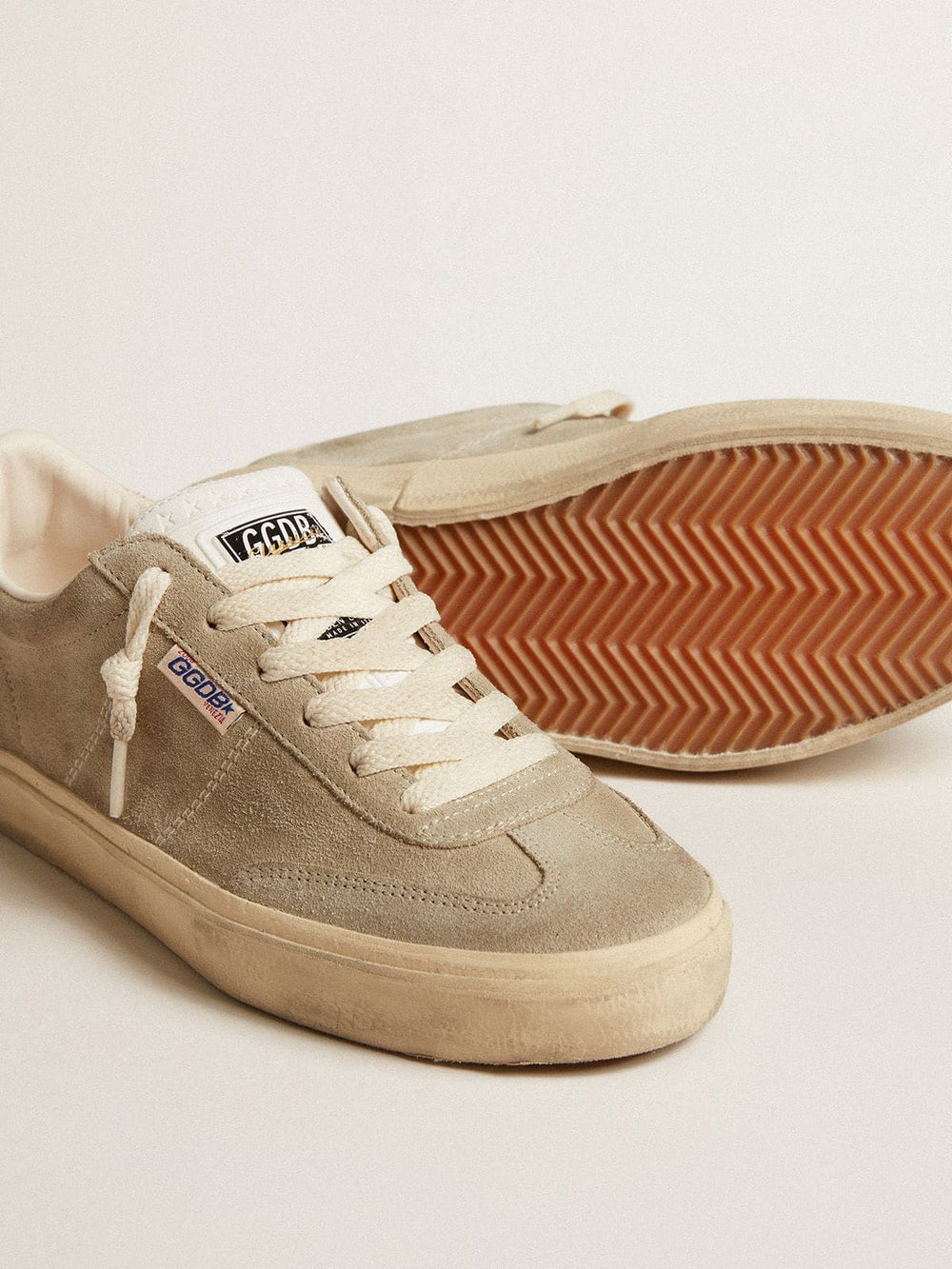 Golden Goose Women's Soul Star in beige suede with white leather heel tab