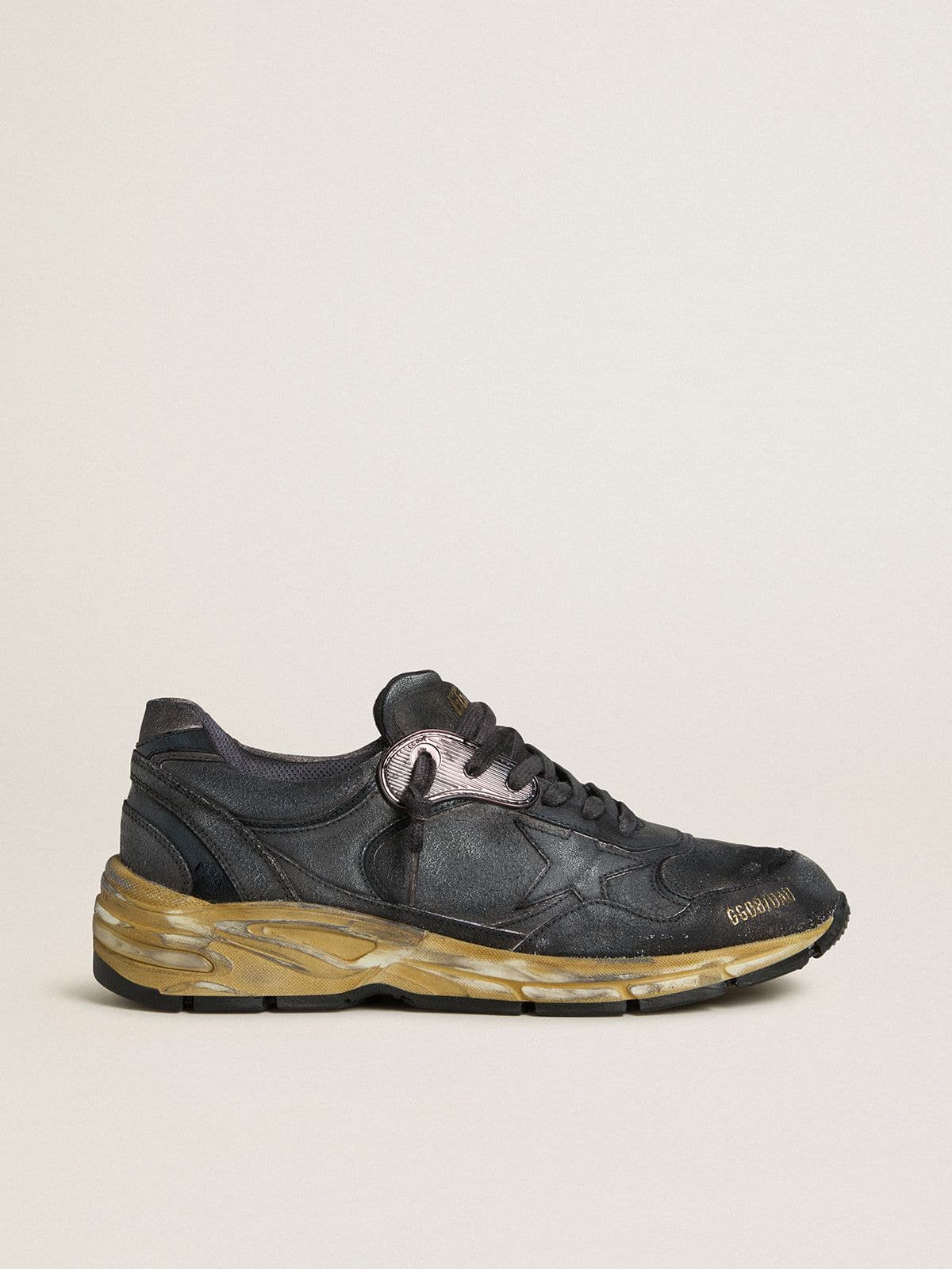 Golden Goose Women's Dad-Star in black naplak and crackle leather with black star and heel tab