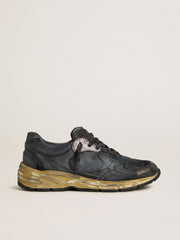 Golden Goose Women's Dad-Star in black naplak and crackle leather with black star and heel tab