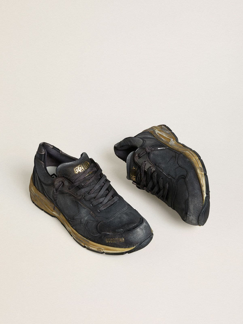 Golden Goose Women's Dad-Star in black naplak and crackle leather with black star and heel tab