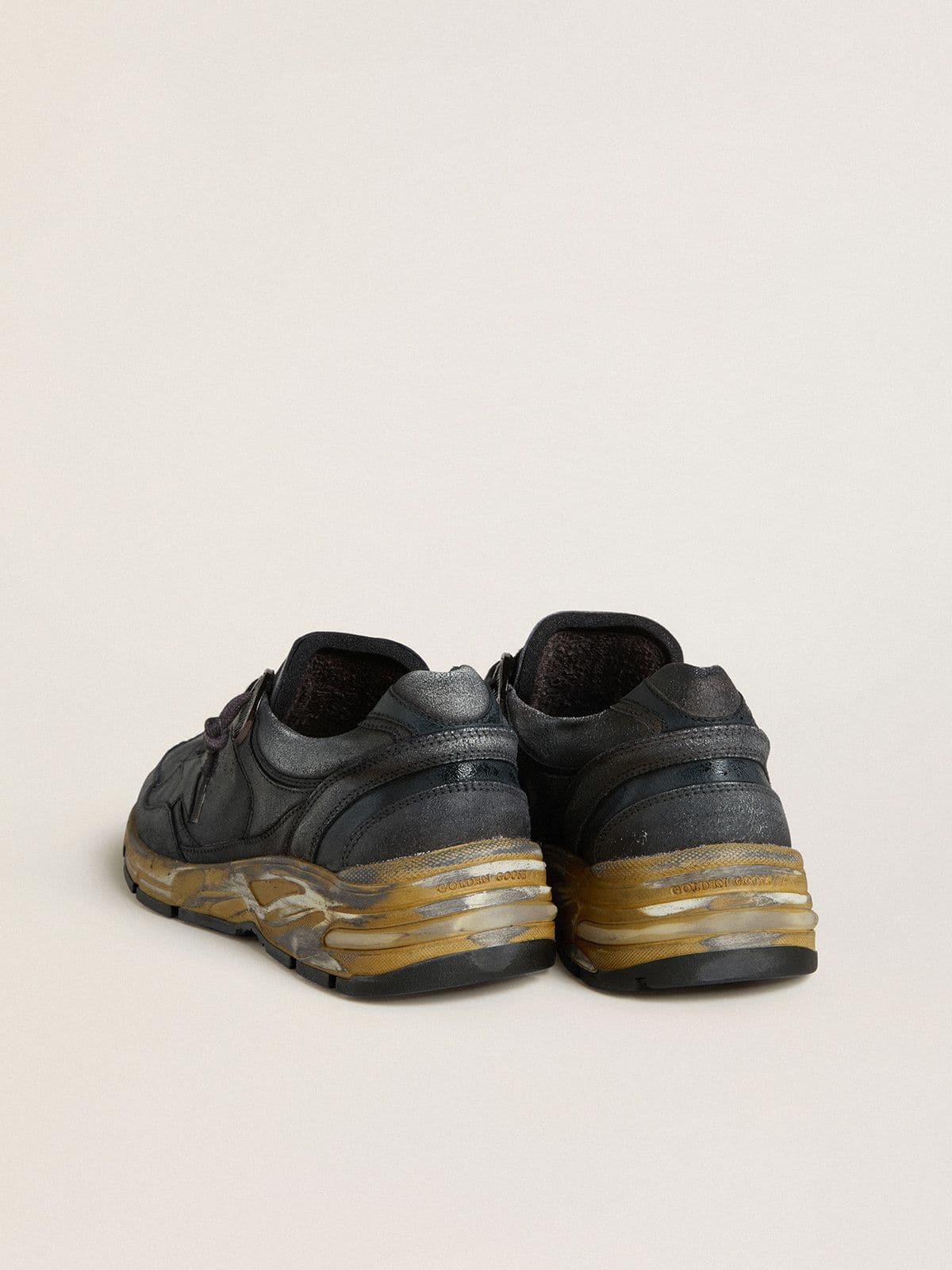 Golden Goose Women's Dad-Star in black naplak and crackle leather with black star and heel tab