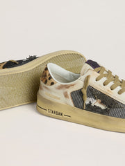 Golden Goose Women's Stardan in nappa and mesh with leopard-print pony skin heel tab