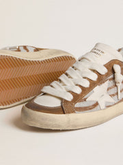 Golden Goose Women's Super-Star in zebra-print pony skin with leather star and brown suede inserts