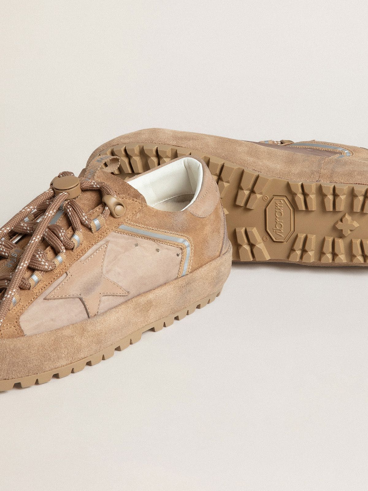 Golden Goose Women's Super-Star Ski in Dolmias and caramel suede with marble nubuck star and heel tab