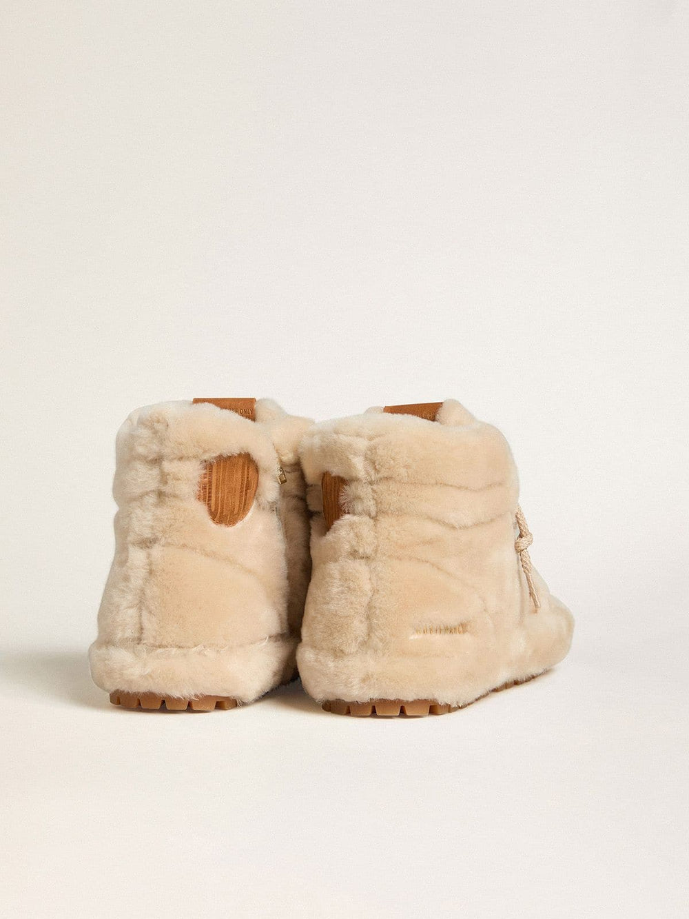 Golden Goose Women's Francy in beige shearling with brown leather star