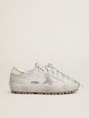 Golden Goose Women's Super-Star Ski in light gray nylon with metallic leather star and heel tab
